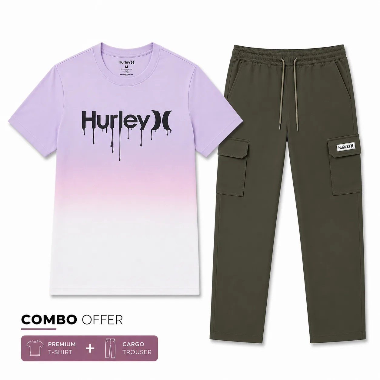 Hurley Premium Men's T-shirt and Cargo Trouser Combo