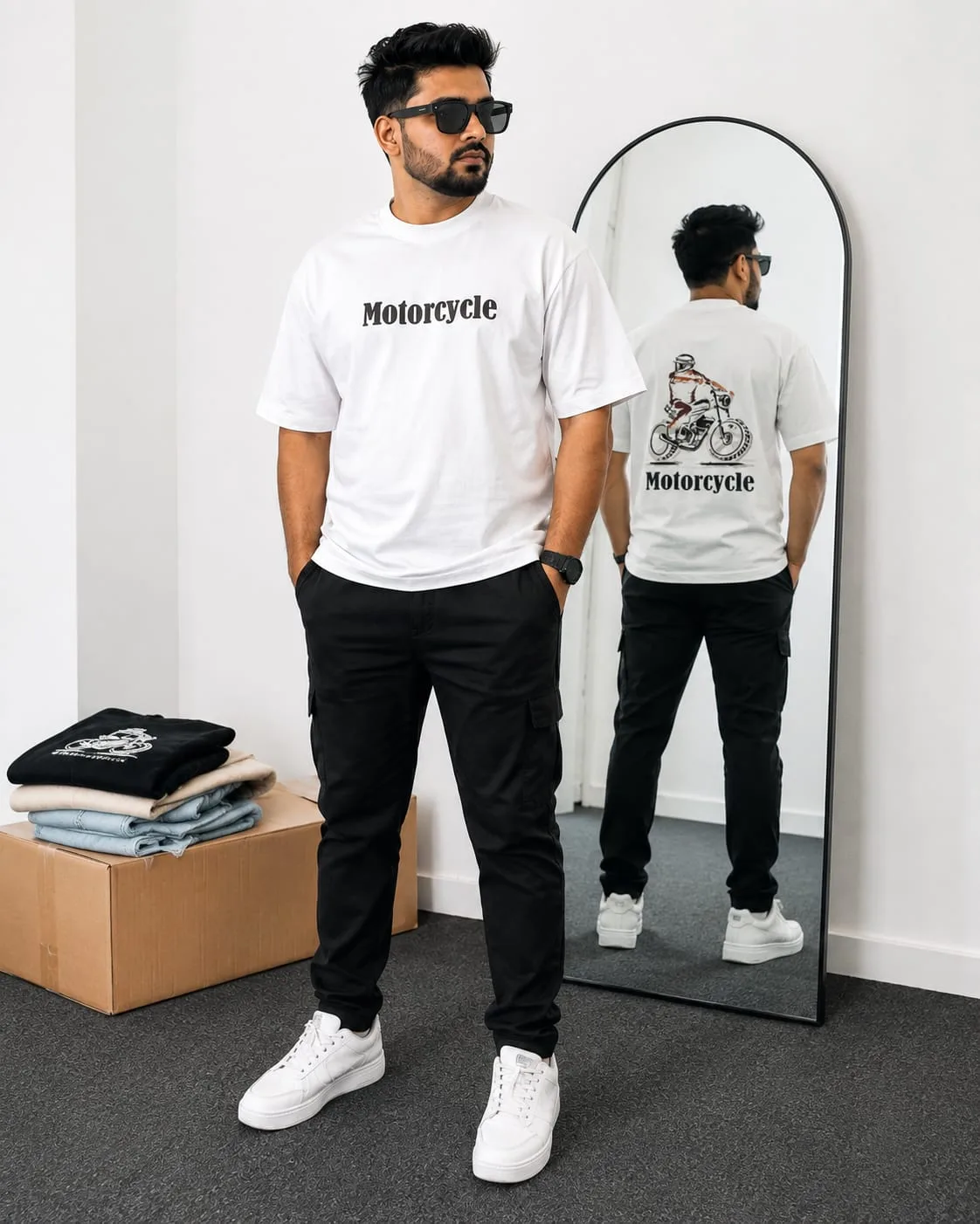 Motorcycle Drop shoulder White