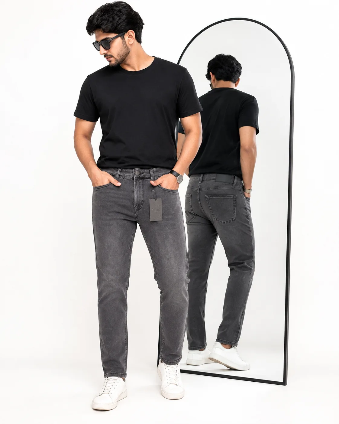 Gray wash denim pant